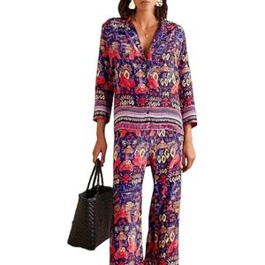 Chufy Memories Of Peru Top Blouse Print Button Down